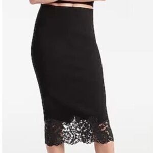 Express Black Pencil Skirt with Lace Detail